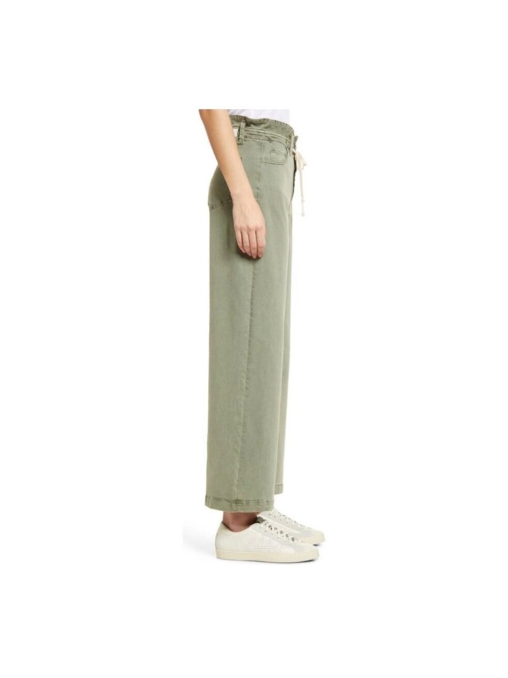 Paige VGUC Carly Wide Leg Pant Size 26 In Vintage Green With Drawstring Waist - Picture 5 of 16